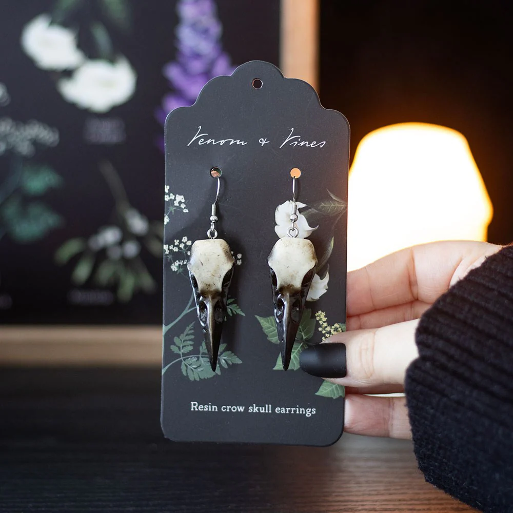 Resin Crow Skull Earrings - Image 4